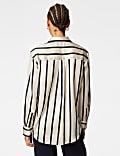 Satin Striped Collared Button Through Shirt