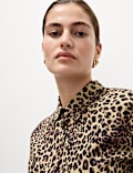 Pure Cotton Animal Print Collared Shirt