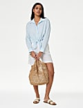Lyocell Rich Tie Front Shirt with Linen