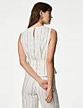 Linen Blend Striped Round Neck Blouse