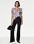 Blouse 100 % coton à broderies fleuries