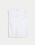 Pure Cotton V-Neck Lace Insert Top