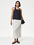 Linen Rich Striped Square Neck Cami Top