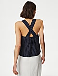 Linen Rich Striped Square Neck Cami Top