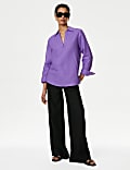 Linen Rich Popover Blouse