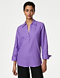 Linen Rich Popover Blouse