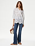 Pure Cotton Broderie Popover Blouse