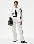 Linen Rich Embroidered Collared Shirt