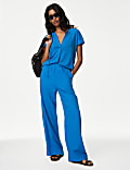 Jersey-Bluse mit V-Ausschnitt