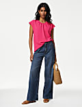 Round Neck Shirred Detail Blouse
