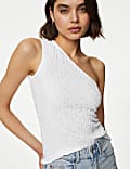 Jersey Textured One Shoulder Vest