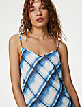 Checked V-Neck Cami Top