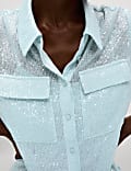 Sequin Collared Shirt