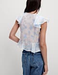 Lyocell Rich Floral Frill Detail Top