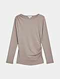 Jersey Shirred Detail Top