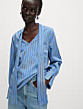 Chemise 100&nbsp;% coton à rayures avec noeud au niveau du cou