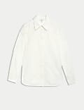 Pure Cotton Broderie Collared Shirt