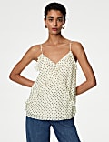 Polka Dot Frill Detail Cami Top