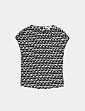 Printed Ribbed Top