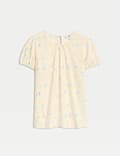 Floral Regular Fit Puff Sleeve Top