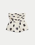Top bandeau à volant imprimé pois