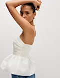 Organza Peplum Bandeau Top