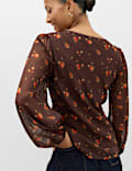 Printed V Neck Fitted Top