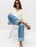 Tie Neck Blouson Sleeve Blouse