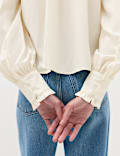 Tie Neck Blouson Sleeve Blouse