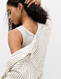 Pure Cotton Oversized Striped Shirt