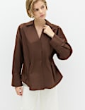 Pure Cotton Collared Waisted Shirt