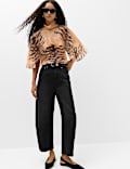 Lyocell Rich Animal Print Cape Detail Blouse