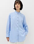 Pure Cotton Pie Crust Frill Neck Shirt