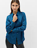 Satin Collared Button Through Shirt