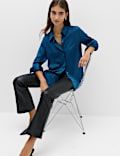 Satin Collared Button Through Shirt