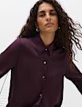 Satin Collared Button Through Shirt