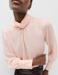 Satin High Neck Blouse