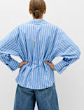 Pure Cotton Striped Collared Waisted Shirt