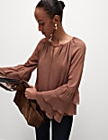 Tie Neck Frill Detail Blouse