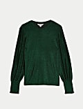 Jersey Sparkly Round Neck Blouse