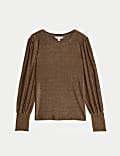 Jersey Sparkly Round Neck Blouse