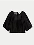 Organza Puff Sleeve Top