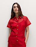 Organza Collared Button Through Shirt