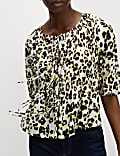 Shirred Tie Front Blouse