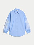Pure Cotton Striped Lace Detail Shirt