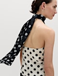 Polka Dot Scarf Detail Top