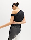 Draped One Shoulder Asymmetric Longline Top