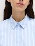 Cotton Rich Striped Collared Fitted Shirt