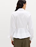 Pure Cotton Button Through Peplum Shirt