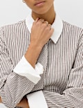 Pure Cotton Striped Tie Detail Shirt